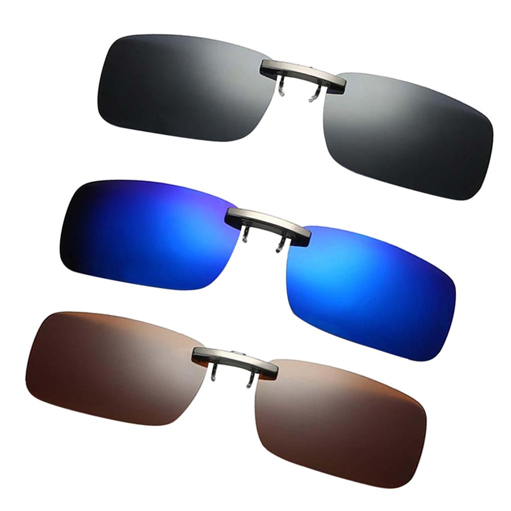 3Pcs Polarized Clip On Flip Up UV400 Night Viewing Tourism Game Sunglasses