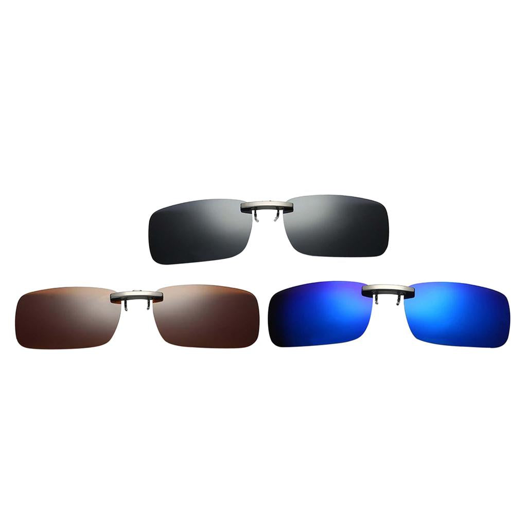 3Pcs Polarized Clip On Flip Up UV400 Night Viewing Tourism Game Sunglasses