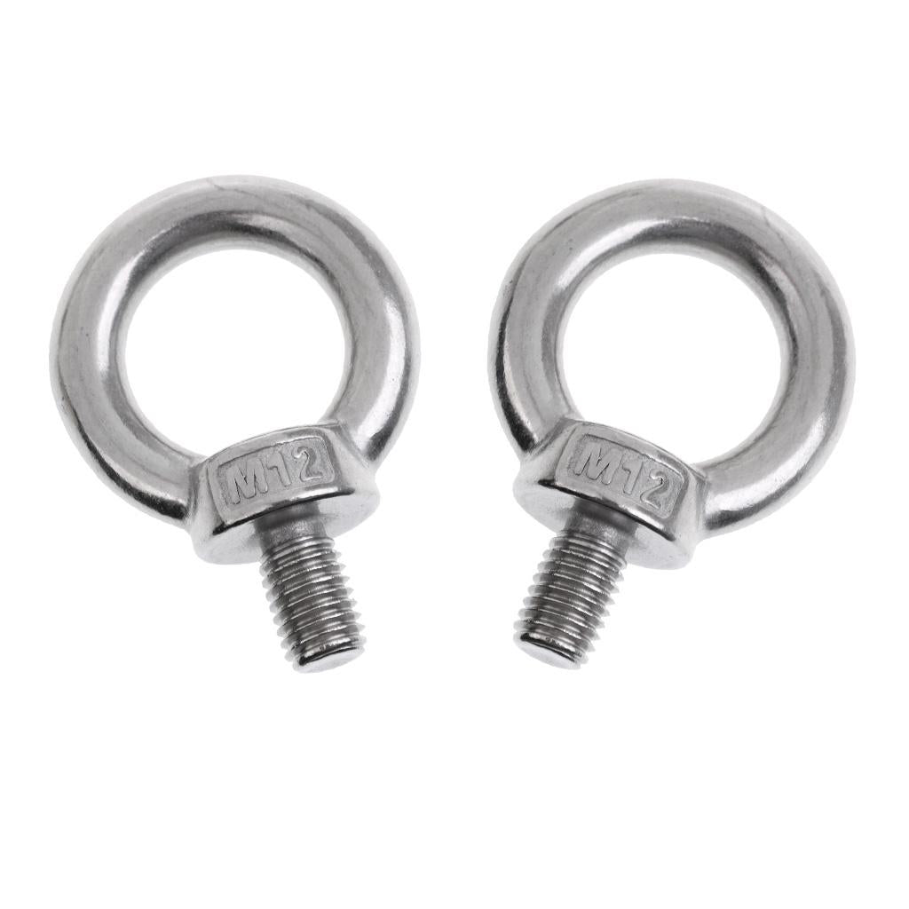 2x 304 Stainless Steel DIN580 Machine Shoulder Lift Eye Bolt Marine M12x20mm