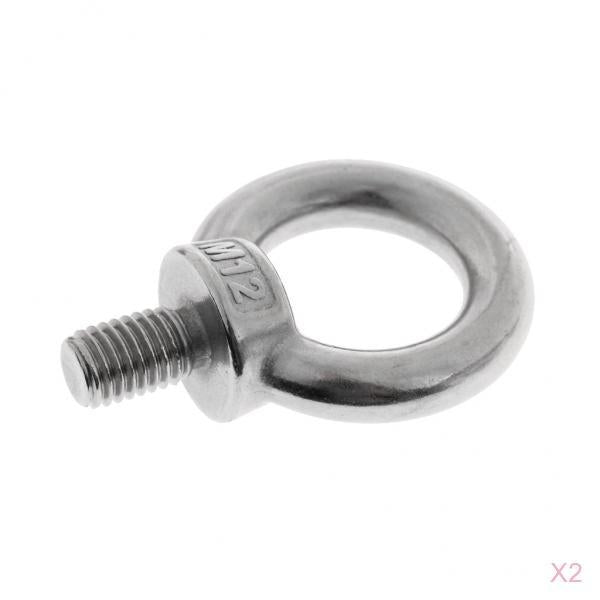2x 304 Stainless Steel DIN580 Machine Shoulder Lift Eye Bolt Marine M12x20mm
