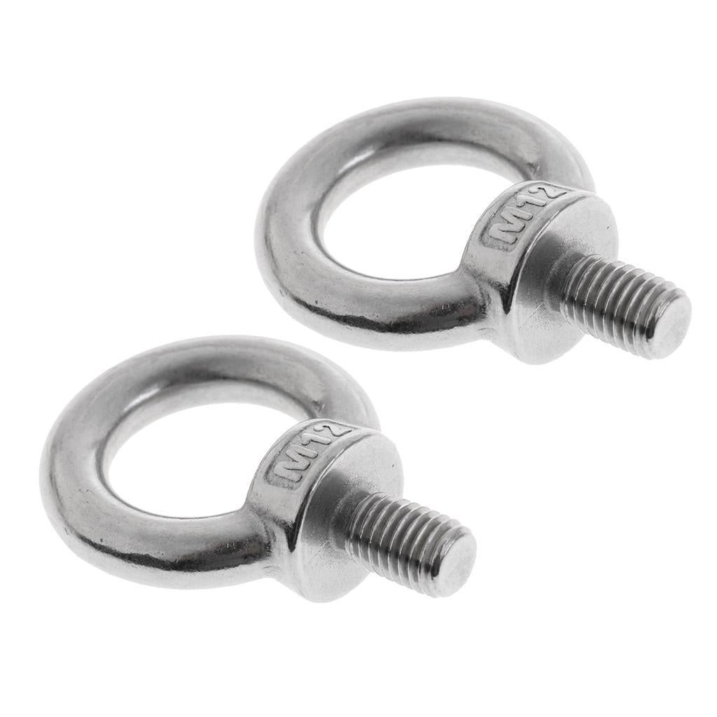 2x 304 Stainless Steel DIN580 Machine Shoulder Lift Eye Bolt Marine M12x20mm