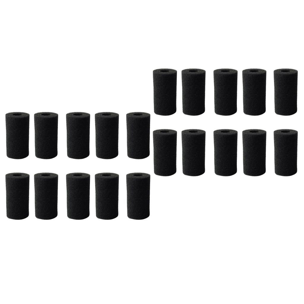 20Pcs Useful Aquarium Fish Tank Filter Sponge Pad- Black 4x8cm hole 2cm
