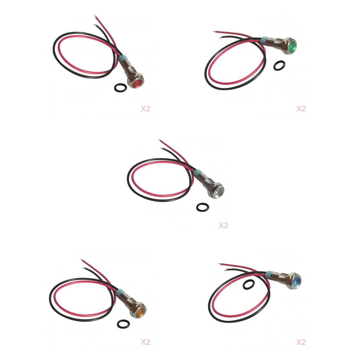 10pcs 6mm LED Metal Indicator Light Waterproof Signal Pilot Dash Lamp 6V