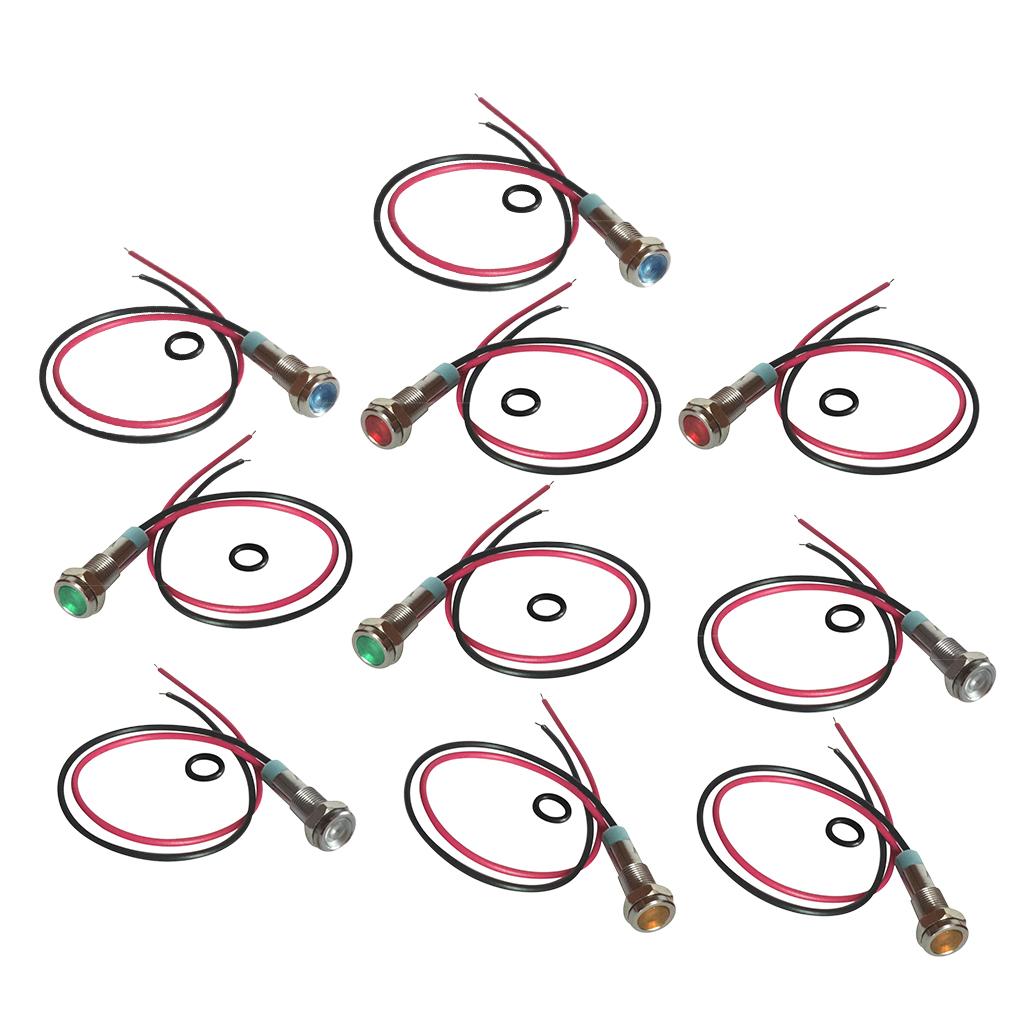 10pcs 6mm LED Metal Indicator Light Waterproof Signal Pilot Dash Lamp 6V