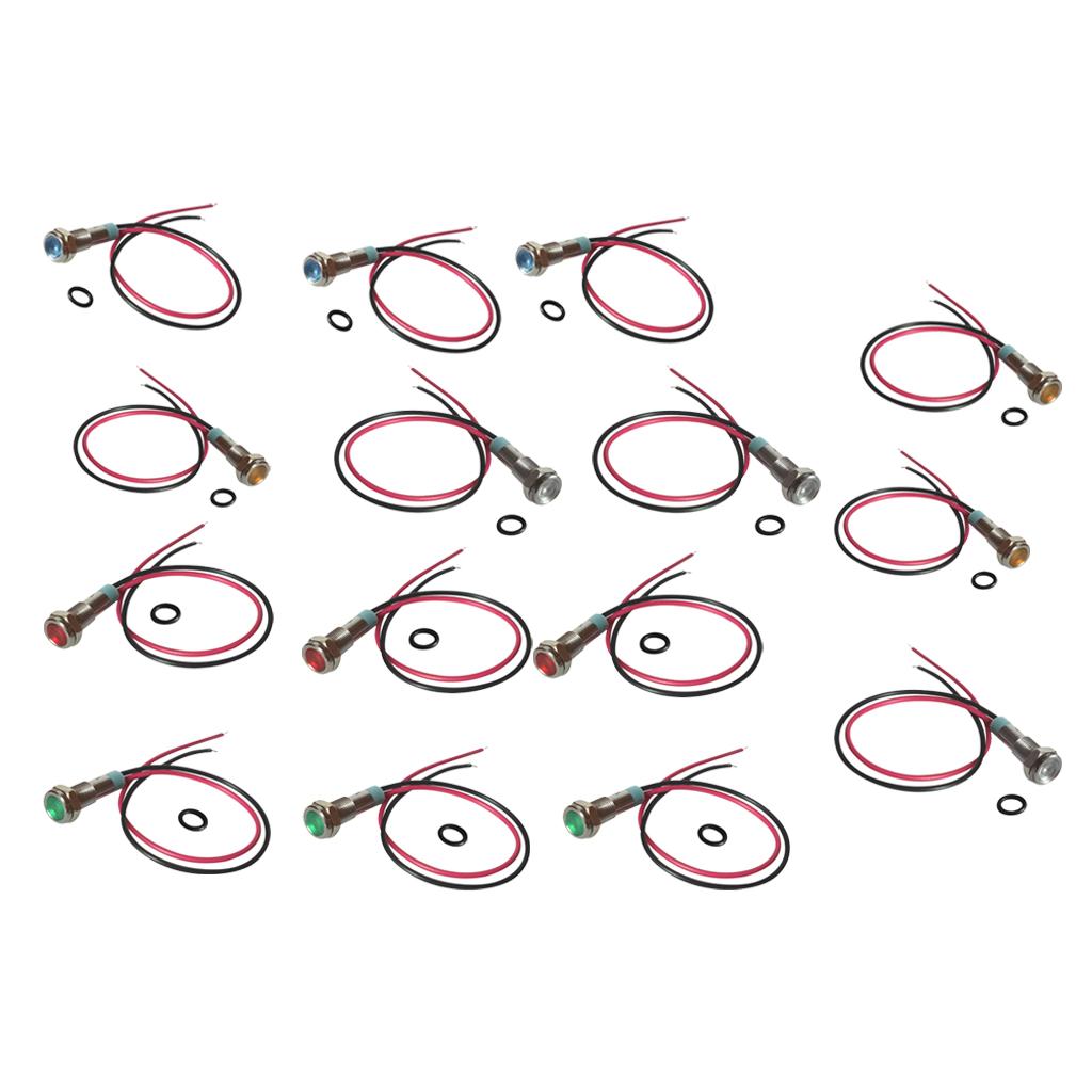 15pcs 6mm LED Metal Indicator Light Waterproof Signal Pilot Dash Lamp 6V