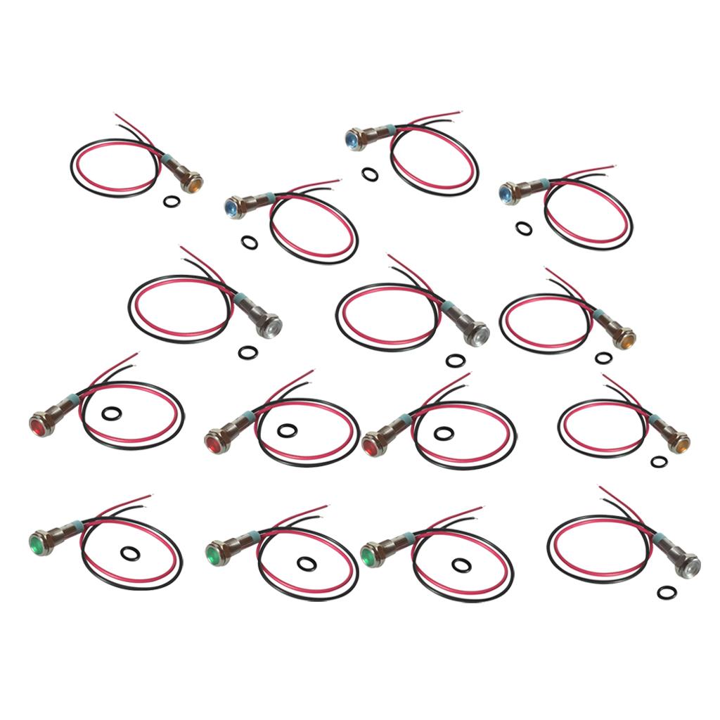 15pcs 6mm LED Metal Indicator Light Waterproof Signal Pilot Dash Lamp 6V