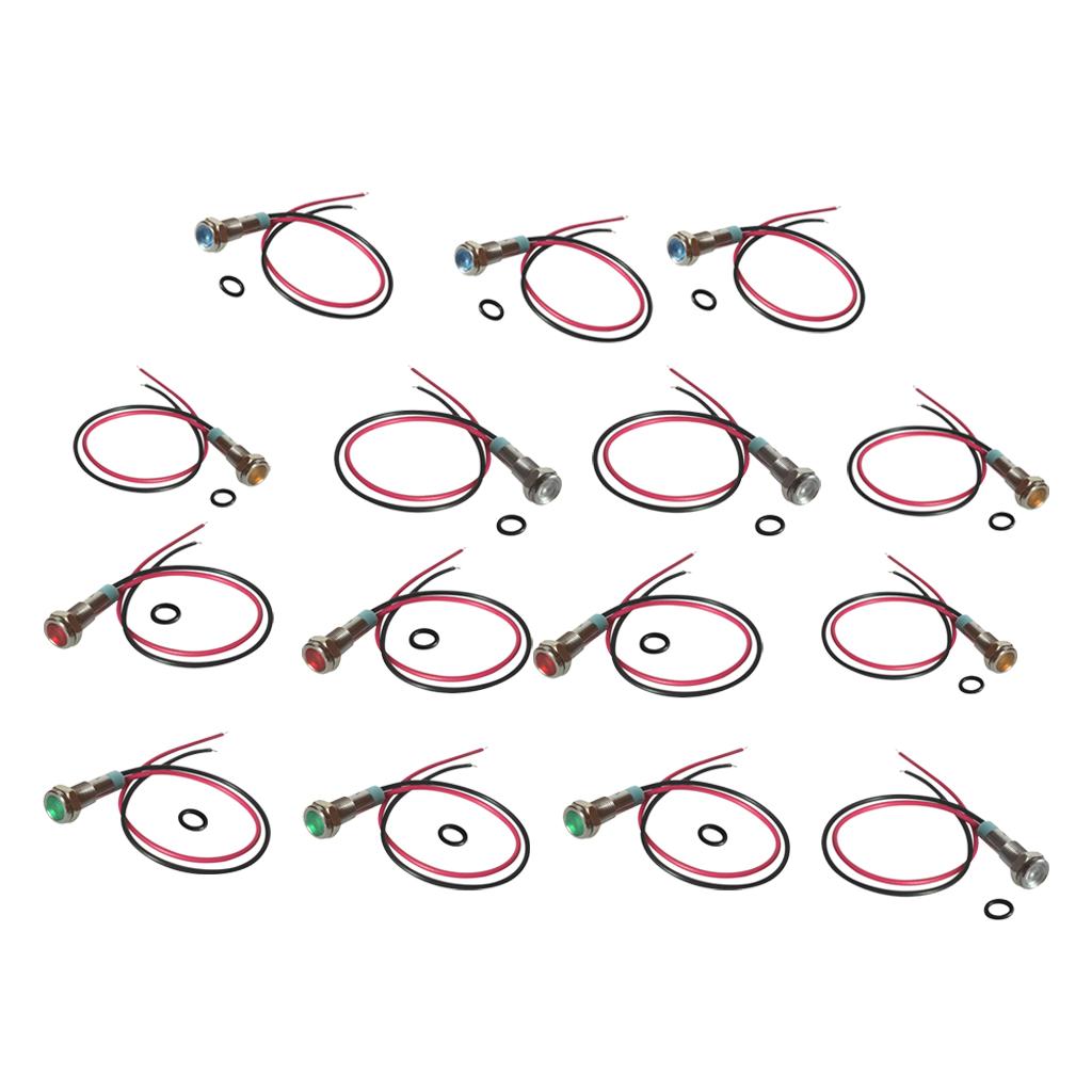15pcs 6mm LED Metal Indicator Light Waterproof Signal Pilot Dash Lamp 6V