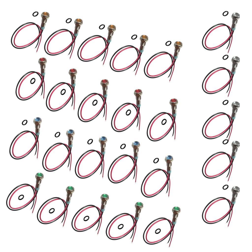 25pcs 6mm LED Metal Indicator Light Waterproof Signal Pilot Dash Lamp 6V