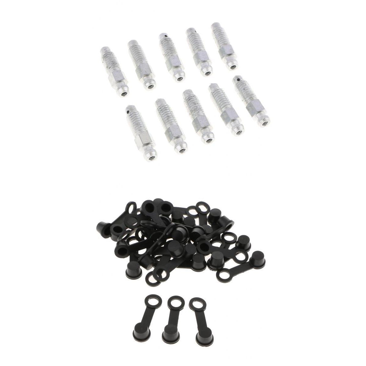 40x M8*1.25 31mm Brake Bleeder Screw+Grease Zerk Fitting Rubber Dust Cover