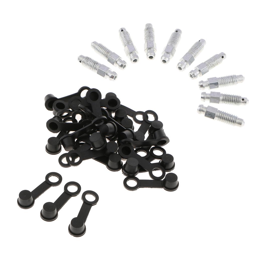 40x M8*1.25 31mm Brake Bleeder Screw+Grease Zerk Fitting Rubber Dust Cover
