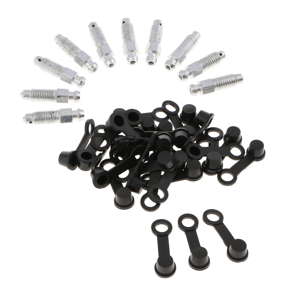 40x M8*1.25 31mm Brake Bleeder Screw+Grease Zerk Fitting Rubber Dust Cover