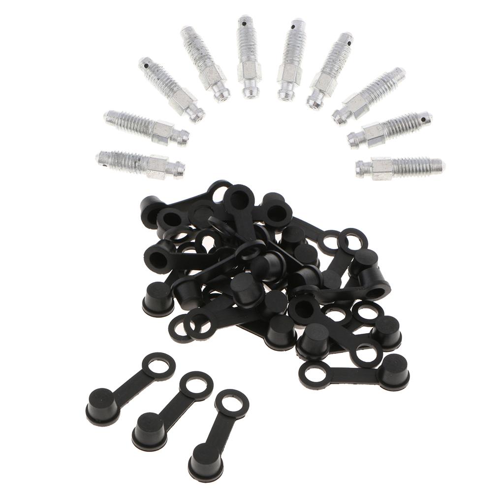 40x M8*1.25 31mm Brake Bleeder Screw+Grease Zerk Fitting Rubber Dust Cover