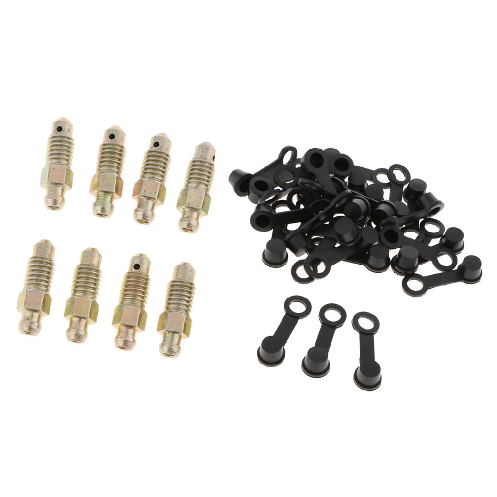 40X M8*1.25mm Brake Bleeder Screw+Grease Zerk Fitting Cap Rubber Dust Cover