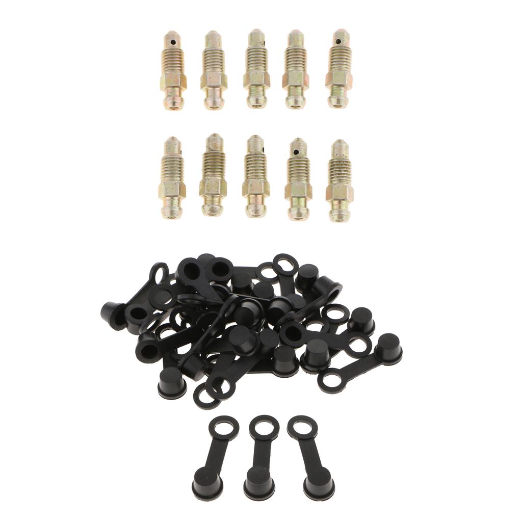 40x M8*1 26mm Brake Bleeder Screw+Grease Zerk Fitting Cap Rubber Dust Cover