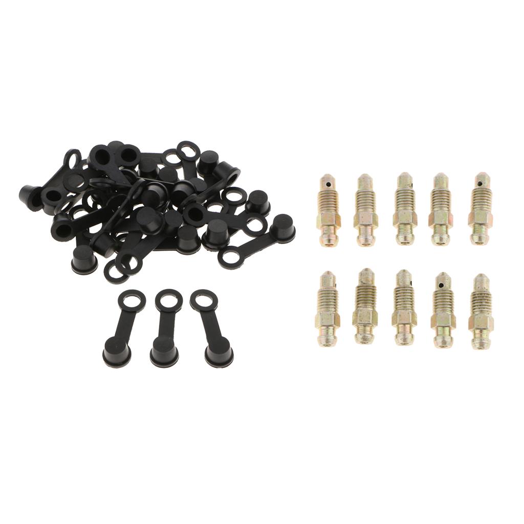 40x M8*1 26mm Brake Bleeder Screw+Grease Zerk Fitting Cap Rubber Dust Cover