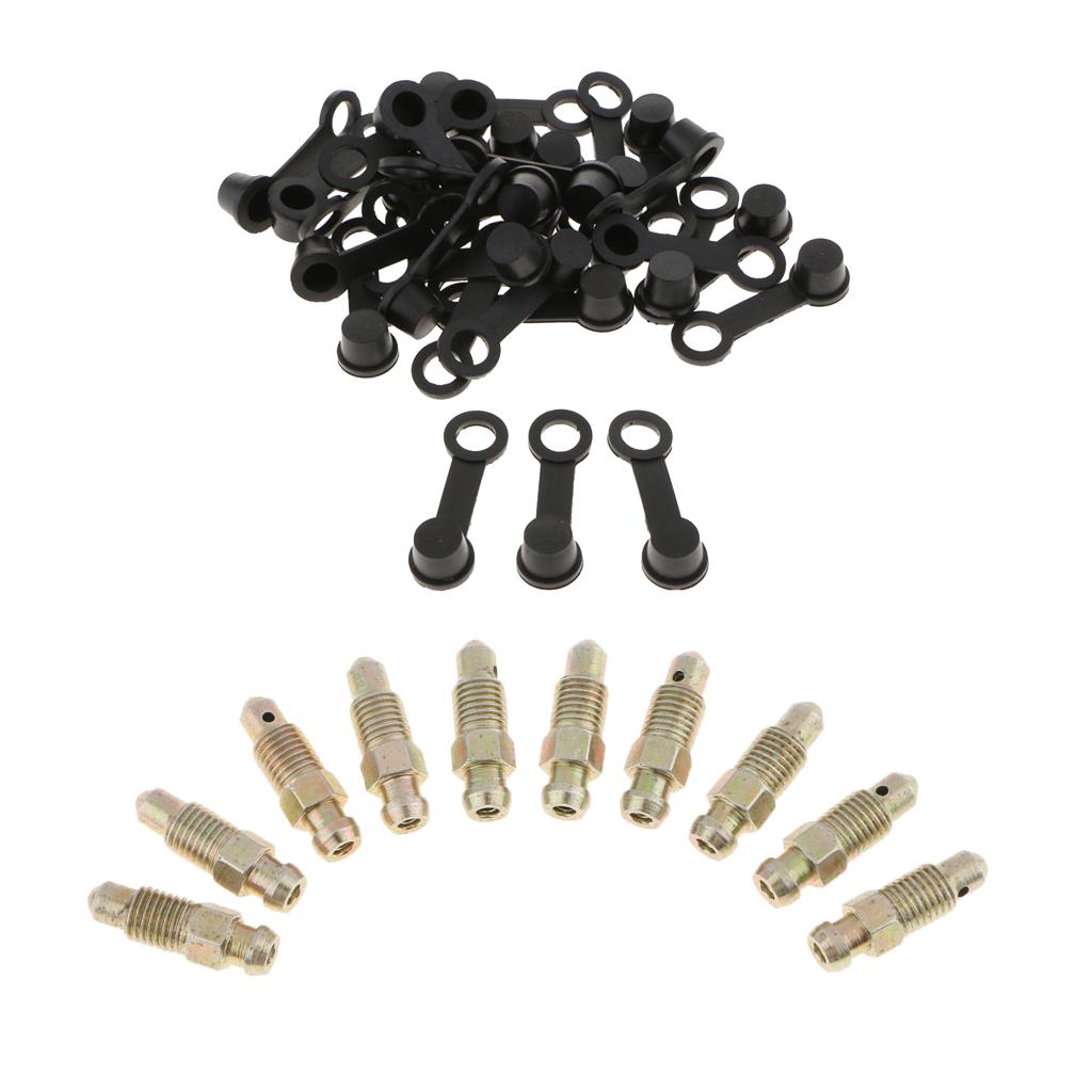 40x M8*1 26mm Brake Bleeder Screw+Grease Zerk Fitting Cap Rubber Dust Cover