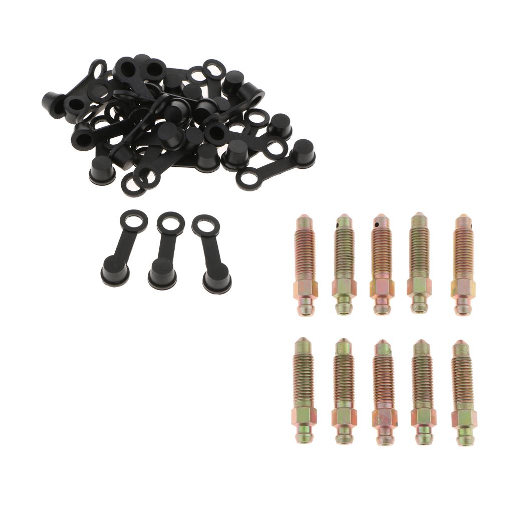 40x M8*1 38mm Brake Bleeder Screw+Grease Zerk Fitting Cap Rubber Dust Cover