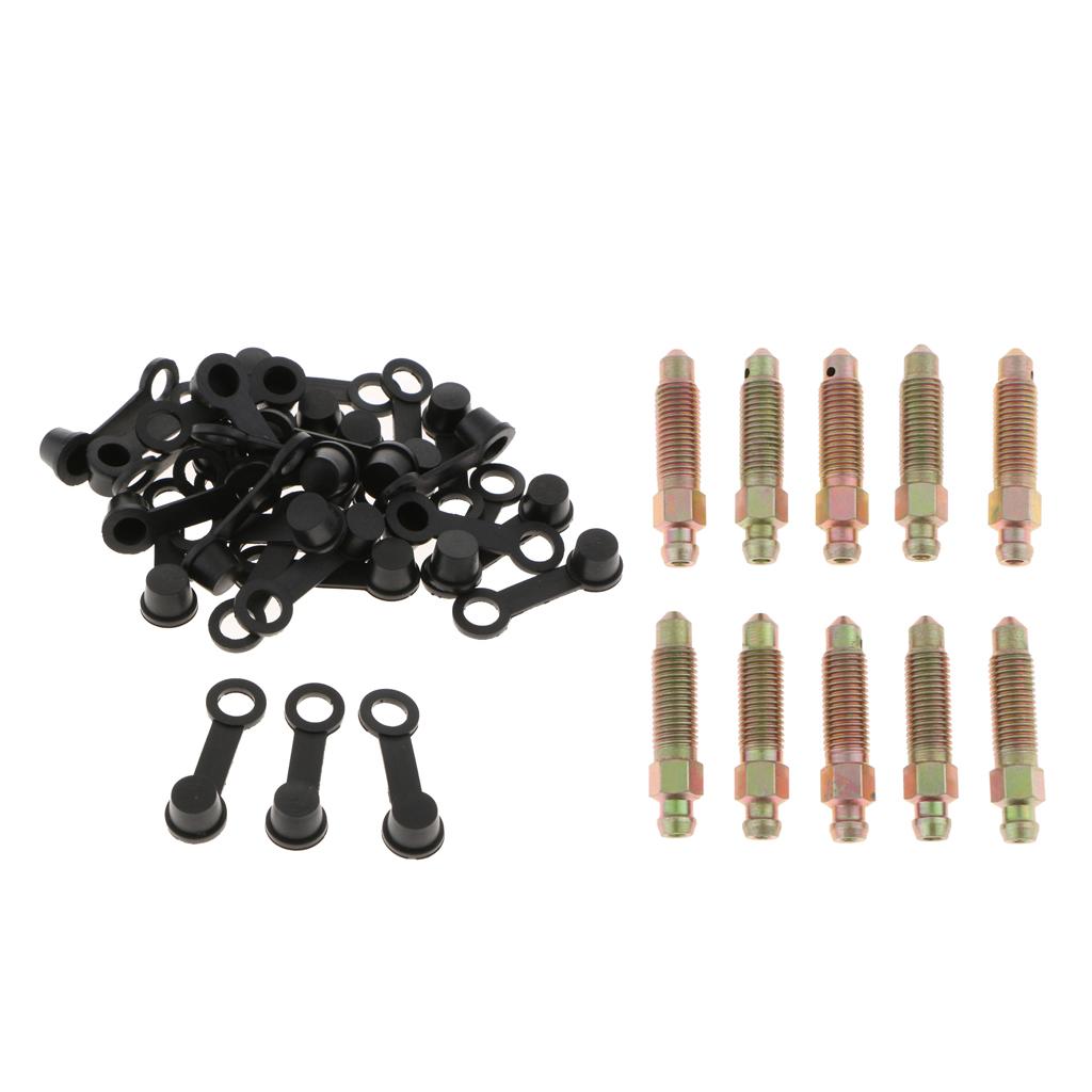 40x M8*1 38mm Brake Bleeder Screw+Grease Zerk Fitting Cap Rubber Dust Cover