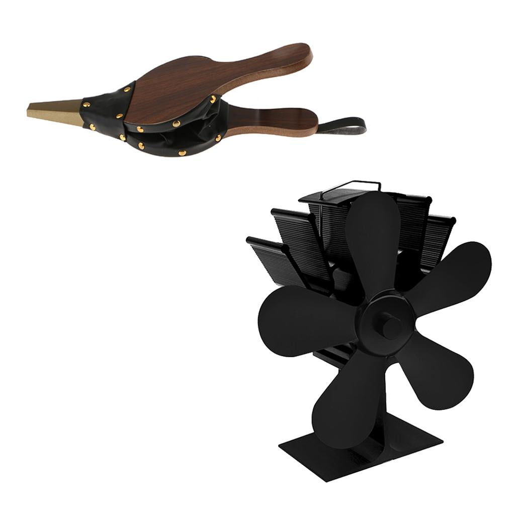 5-Blade Heat Powered Stove Fan for Wood/Log Burner Fireplace bellows