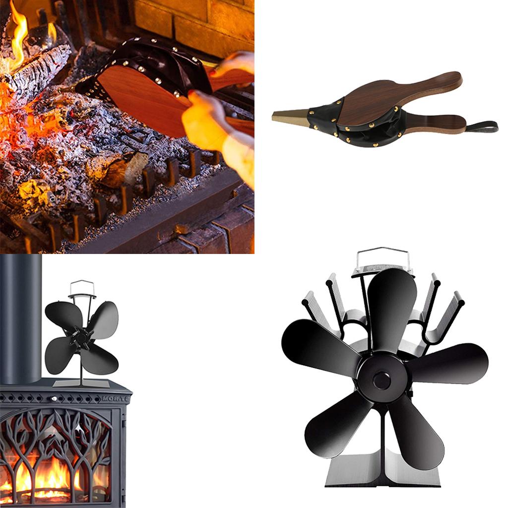 5-Blade Heat Powered Stove Fan for Wood/Log Burner Fireplace bellows
