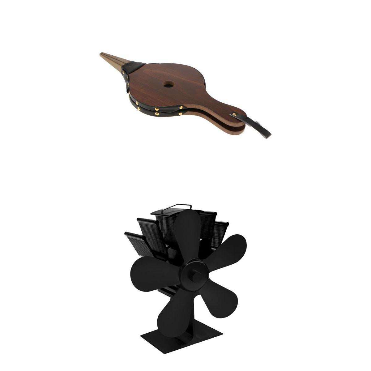 5-Blade Heat Powered Stove Fireplace Fan for Wood/Log Burner Set