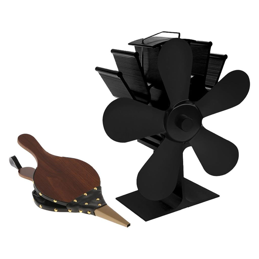 5-Blade Heat Powered Stove Fireplace Fan for Wood/Log Burner Set