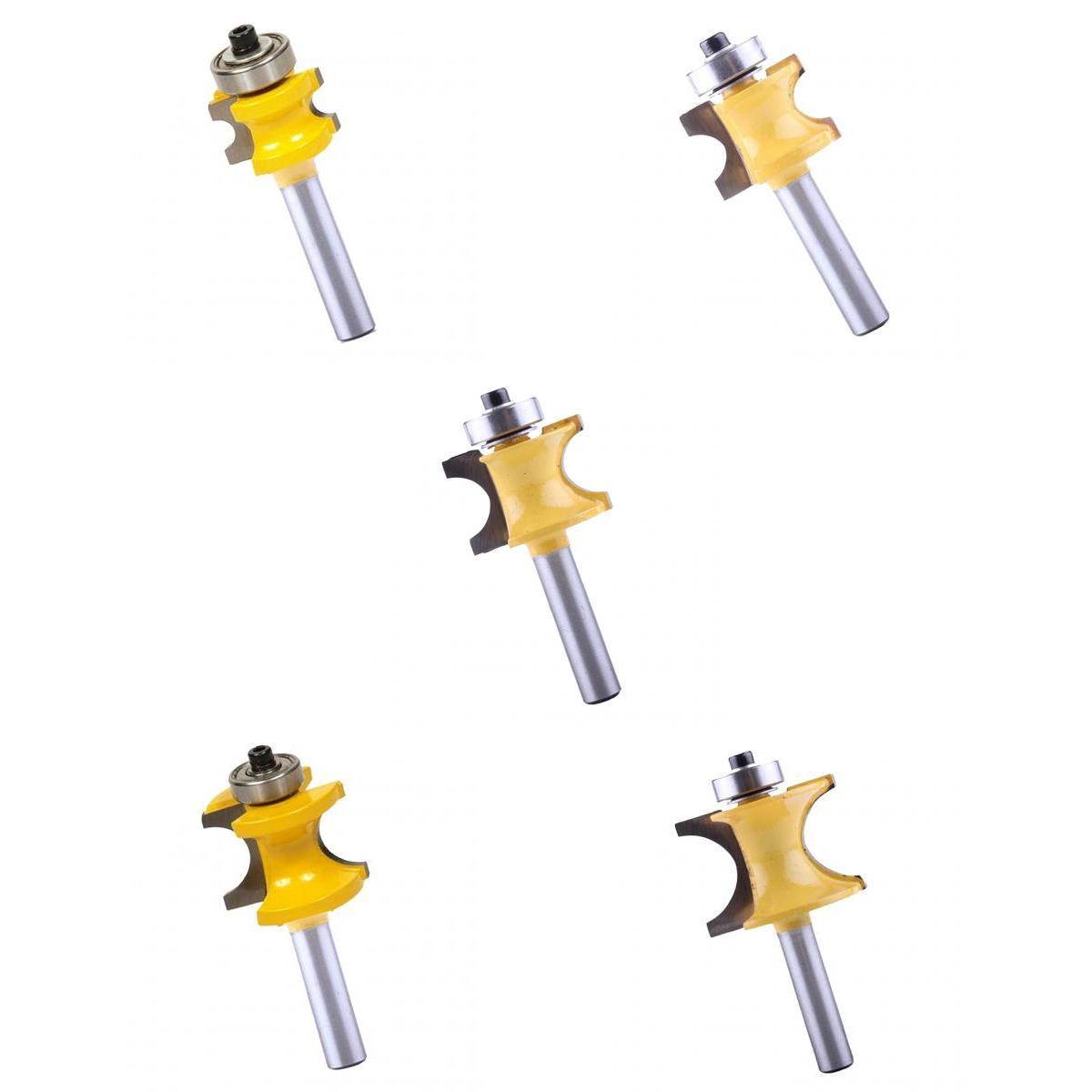 5Pcs 8mm Shank Bullnose Router Bit C3 Carbide Tipped Woodworking Cutter