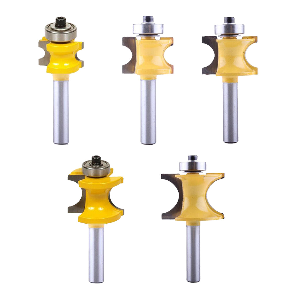 5Pcs 8mm Shank Bullnose Router Bit C3 Carbide Tipped Woodworking Cutter