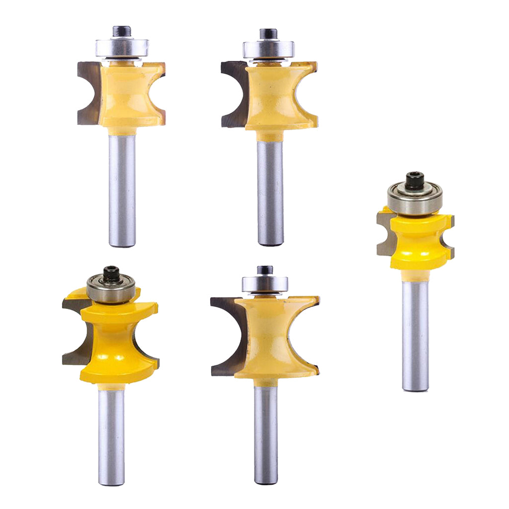 5Pcs 8mm Shank Bullnose Router Bit C3 Carbide Tipped Woodworking Cutter