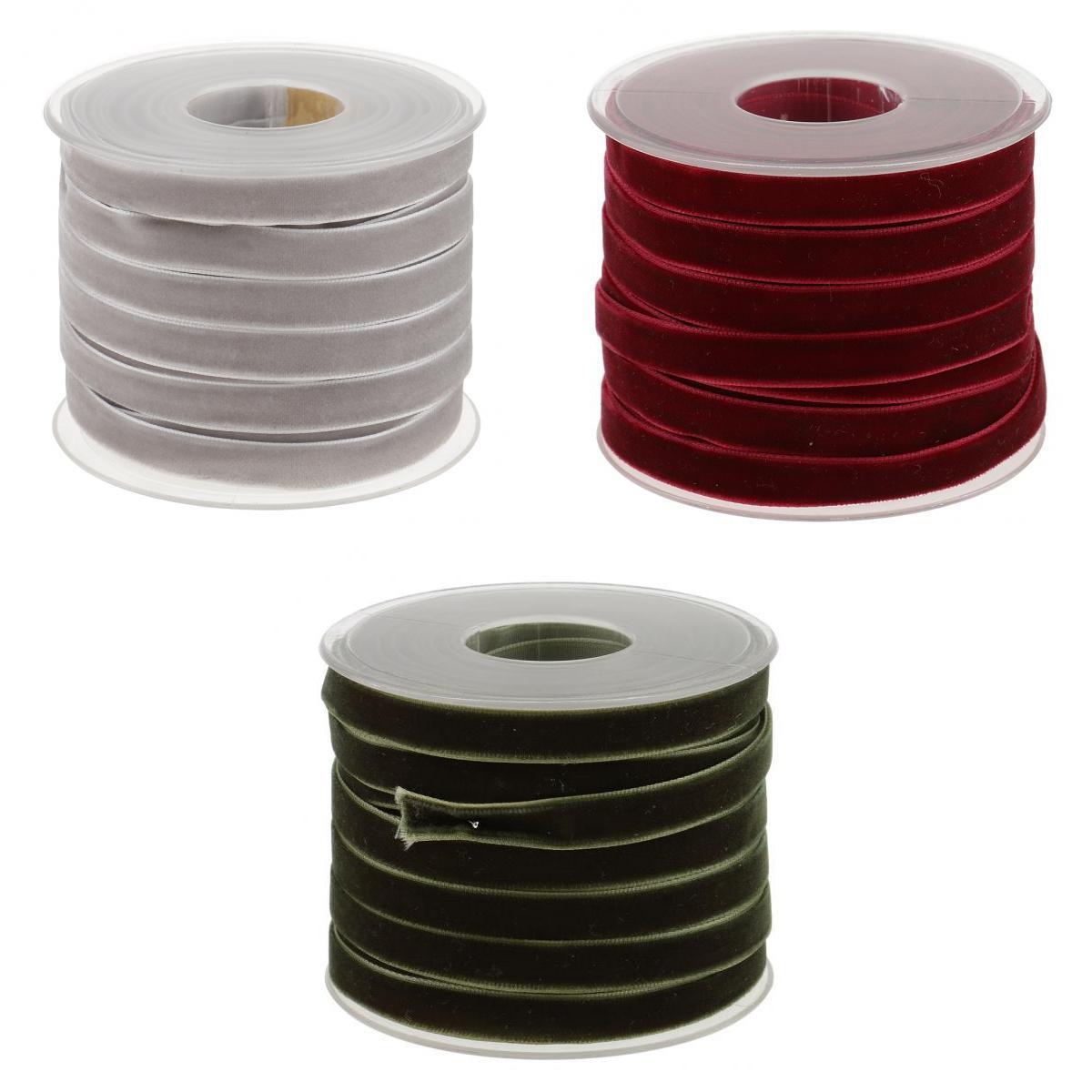 3 packs 20 Yards 10mm Wide Velvet Ribbon Rolls for Sewing Trims DIY Crafts