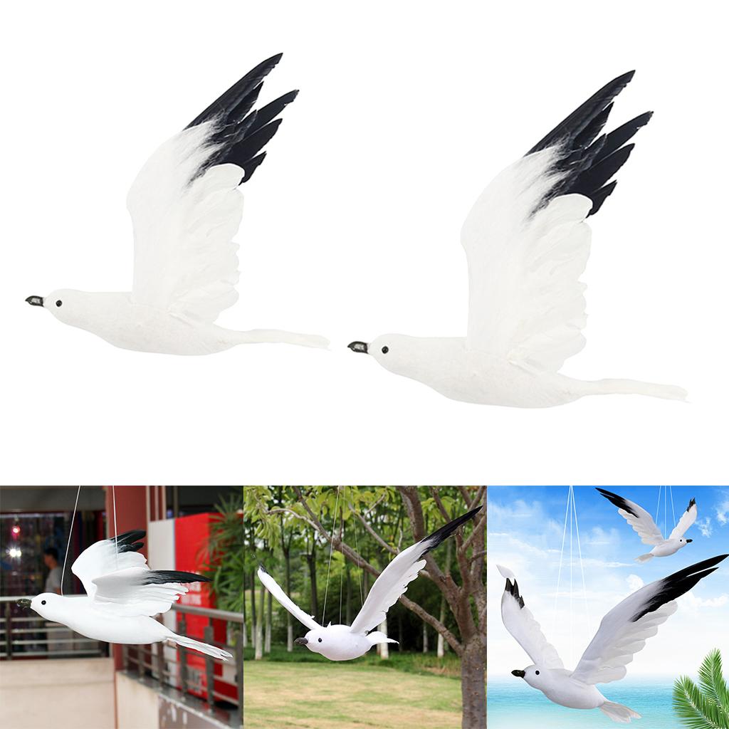 2 x Foam Artificial Simulated Flying Seagull Birds Indoor/Outdoor Landscape