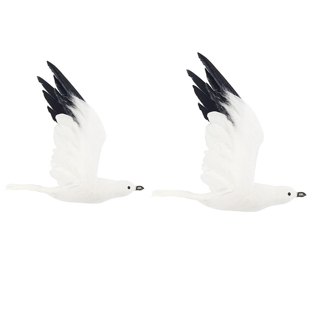 2 x Foam Artificial Simulated Flying Seagull Birds Indoor/Outdoor Landscape