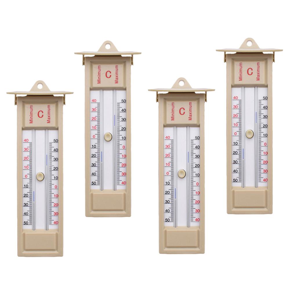 4pcs Wall Thermometer Indoor Outdoor Greenhouse Max Min Temperature Gauge