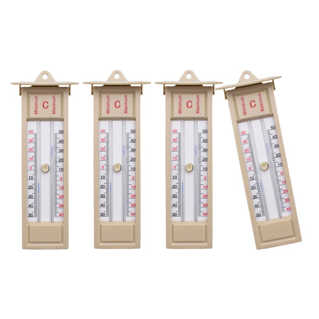4pcs Wall Thermometer Indoor Outdoor Greenhouse Max Min Temperature Gauge