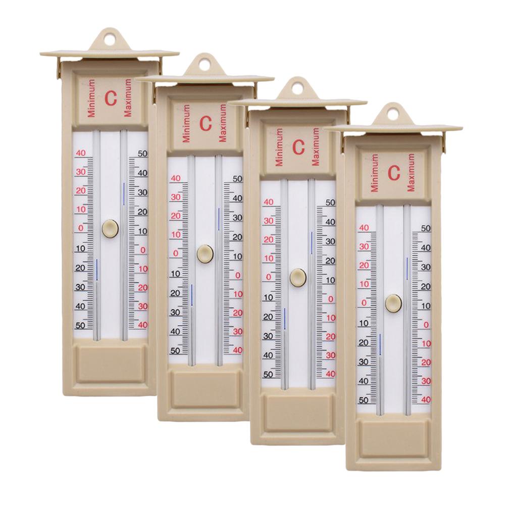 4pcs Wall Thermometer Indoor Outdoor Greenhouse Max Min Temperature Gauge
