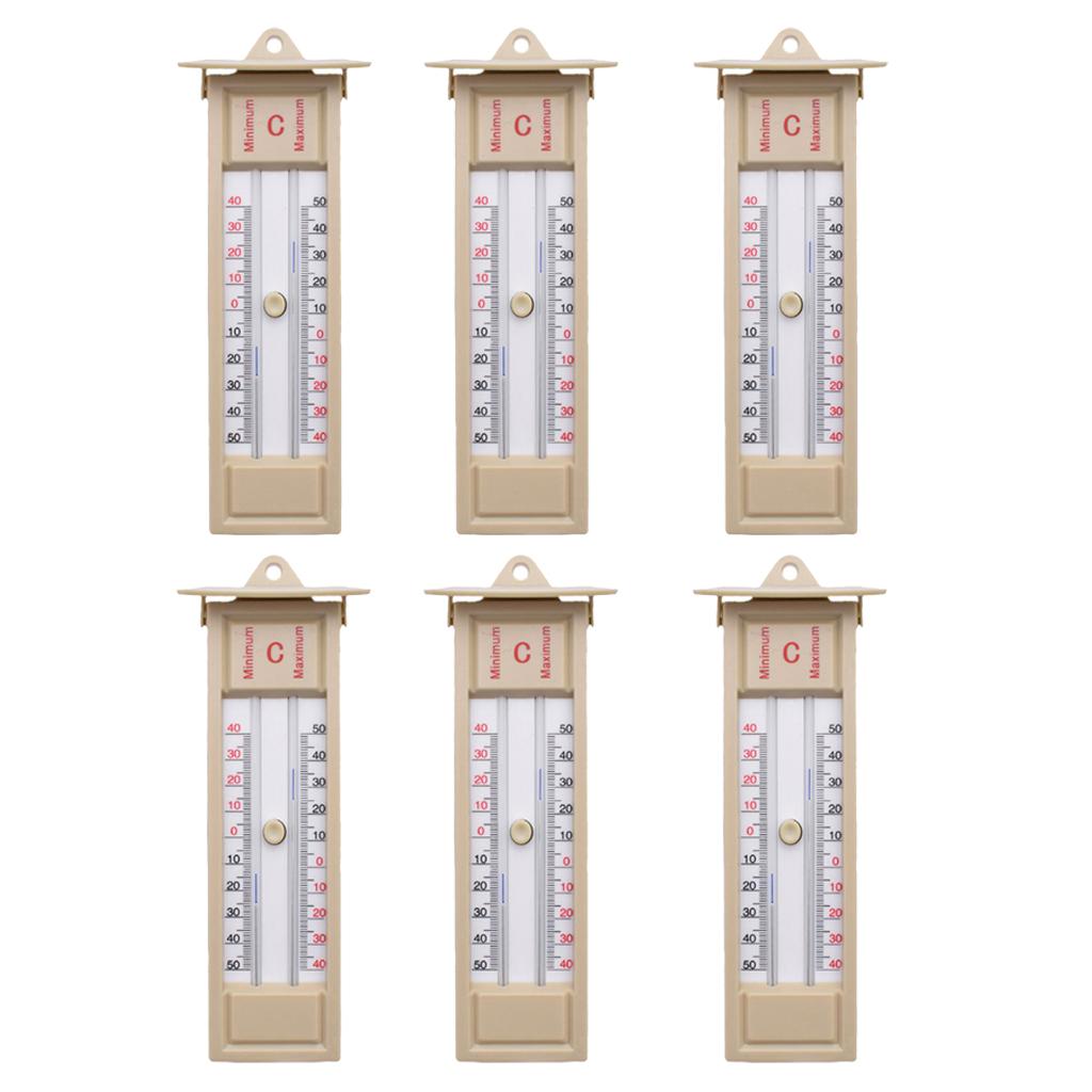 6pcs Wall Thermometer Indoor Outdoor Greenhouse Max Min Temperature Gauge