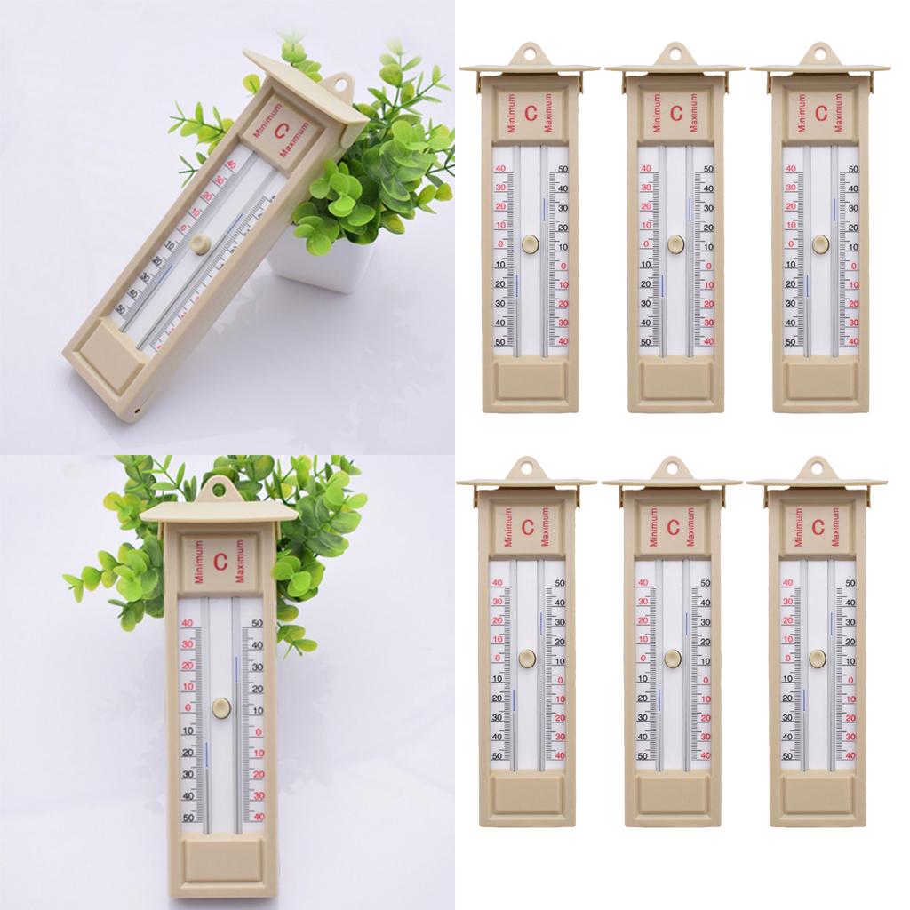 6pcs Wall Thermometer Indoor Outdoor Greenhouse Max Min Temperature Gauge