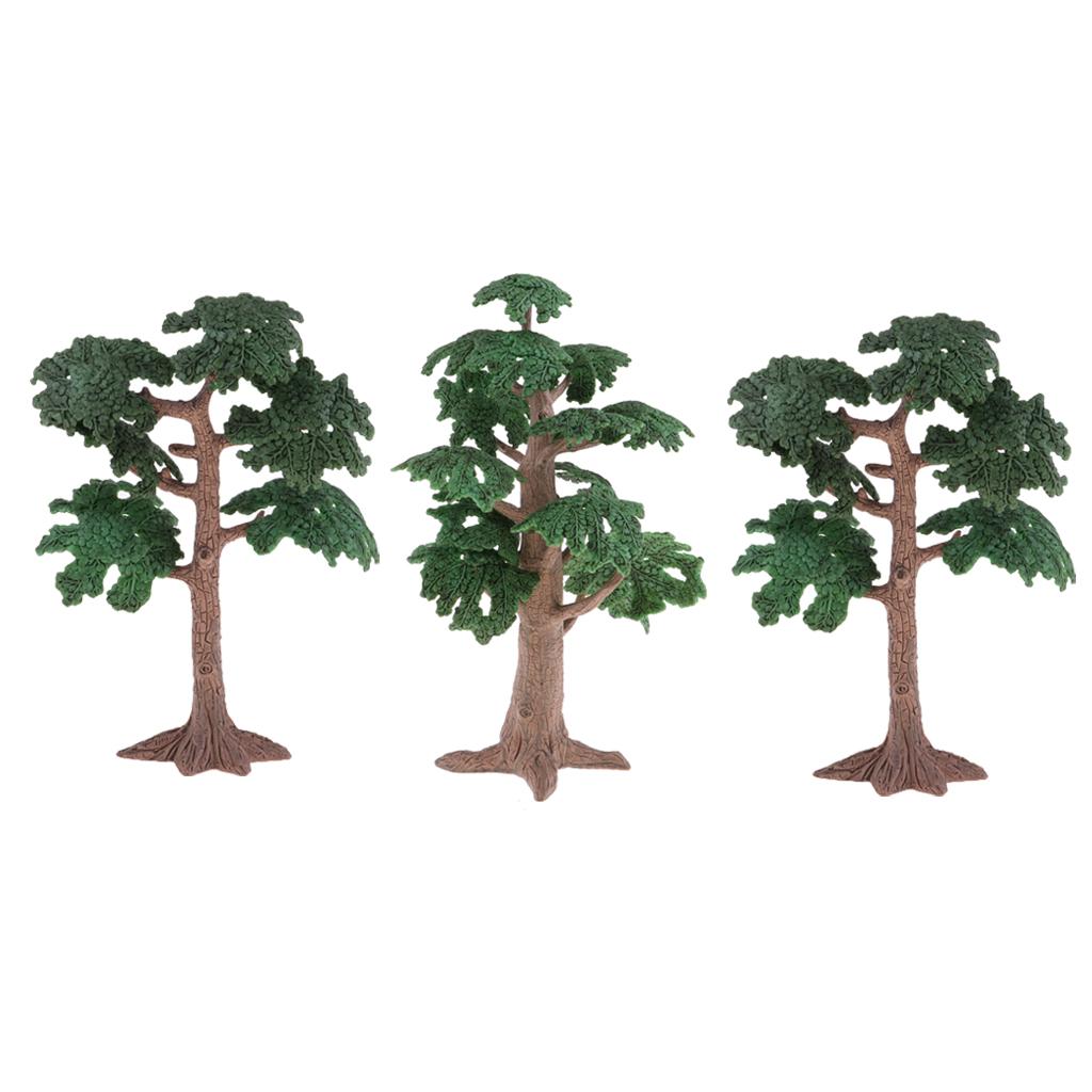 3pcs Green Pine Tree Ancient Cycad Cypress for Landscape Diorama Scenery