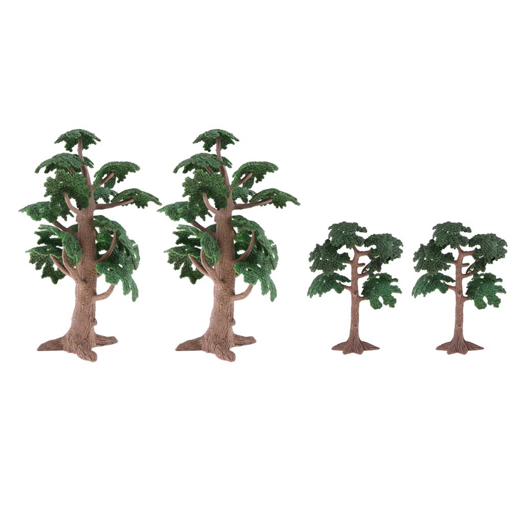 4pcs Green Pine Tree Ancient Cycad Cypress for Landscape Diorama Scenery