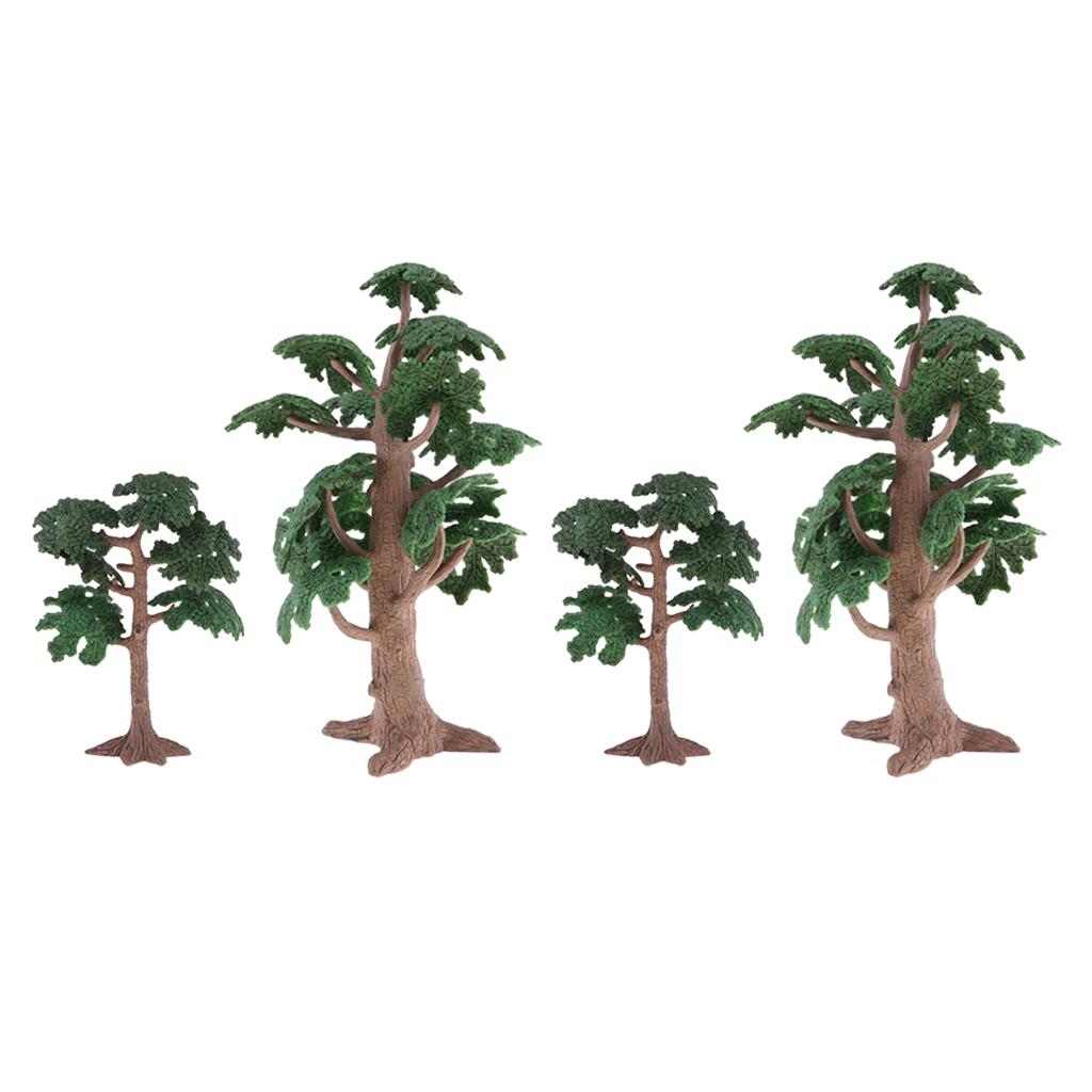 4pcs Green Pine Tree Ancient Cycad Cypress for Landscape Diorama Scenery