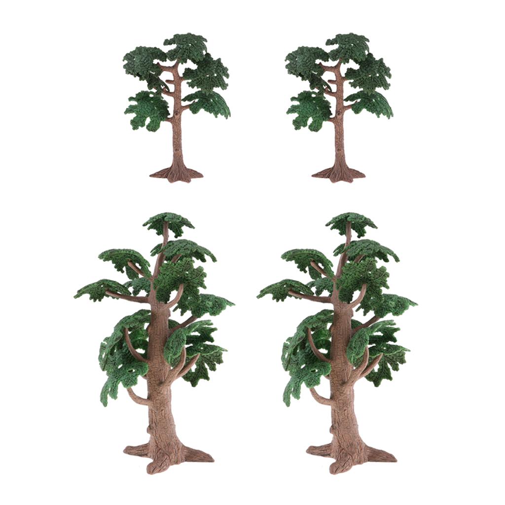 4pcs Green Pine Tree Ancient Cycad Cypress for Landscape Diorama Scenery