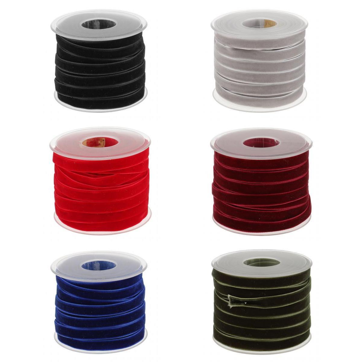 6 packs 20 Yards 10mm Wide Velvet Ribbon Rolls for Sewing Trims DIY Crafts