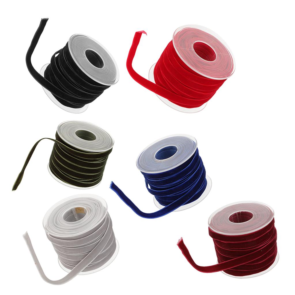 6 packs 20 Yards 10mm Wide Velvet Ribbon Rolls for Sewing Trims DIY Crafts