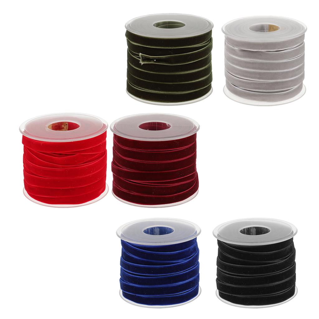 6 packs 20 Yards 10mm Wide Velvet Ribbon Rolls for Sewing Trims DIY Crafts