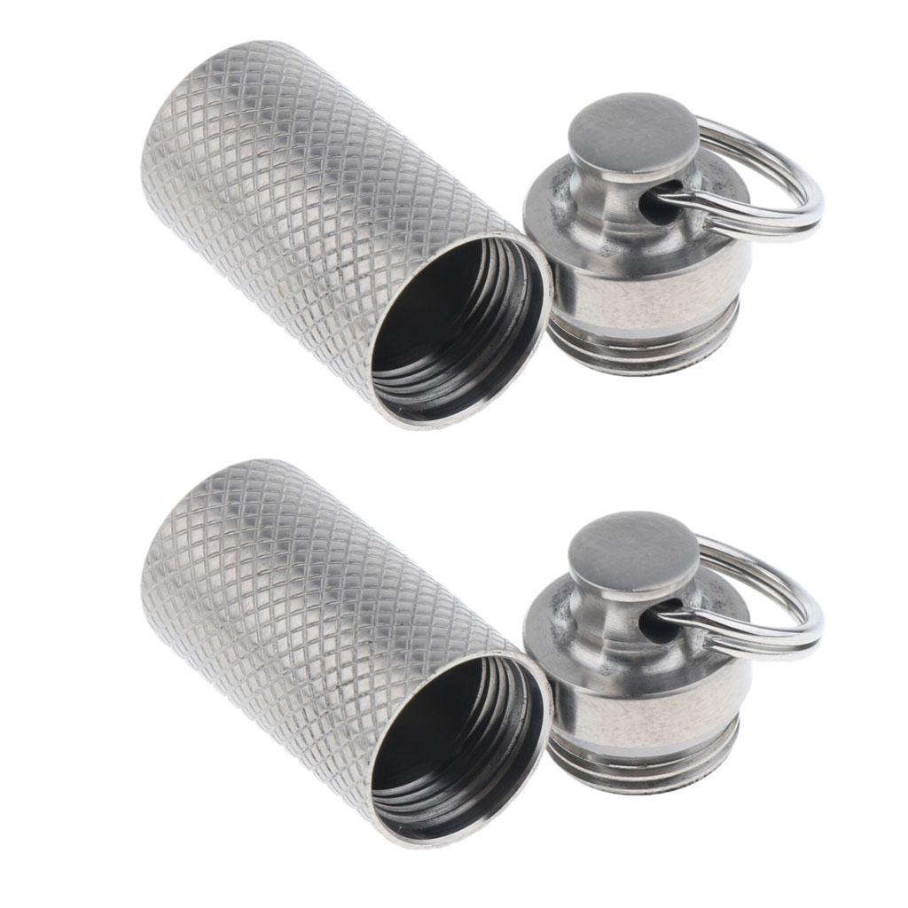2xPortable Waterproof Pocket Pill Box Container Fob Capsule Keychain Keyring