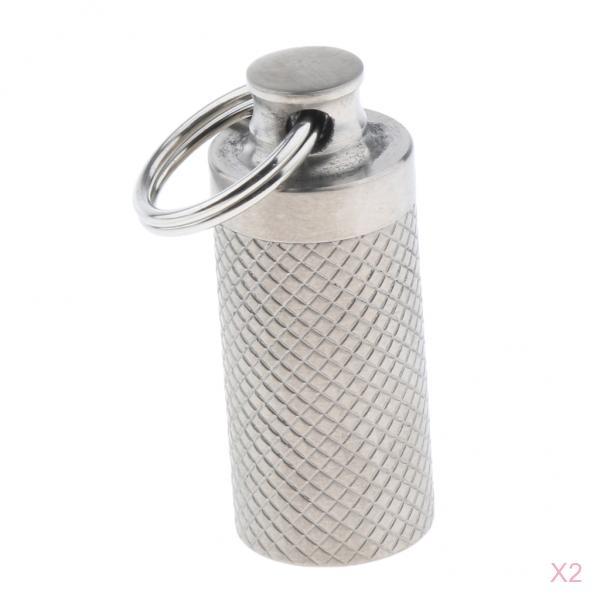 2xPortable Waterproof Pocket Pill Box Container Fob Capsule Keychain Keyring