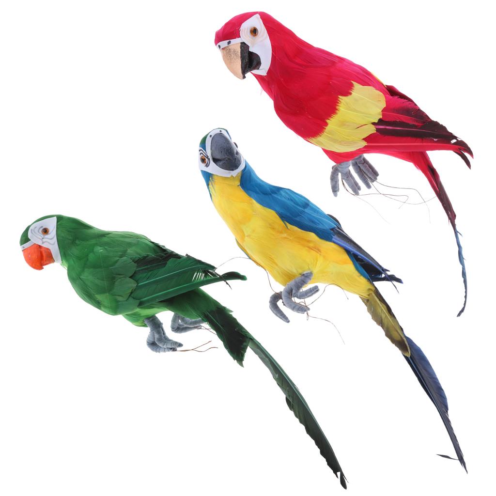 45cm Realistic Artificial Parrot Bird Figure Home Decor Budgie Taxidermy