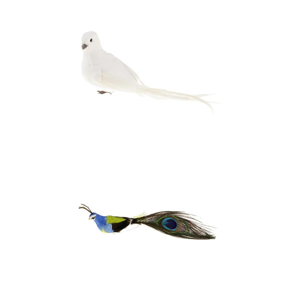 Artificial Feather Foam Long Tail Doves, Peacock Birds Garden Decor Ornament