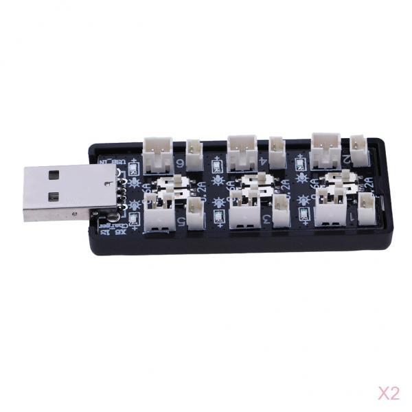 2pcs 1S LiPo Battery USB Charger 3.7V/4.2V 6CH JST 1.25 JST-PH 2.0 mCX mCPX