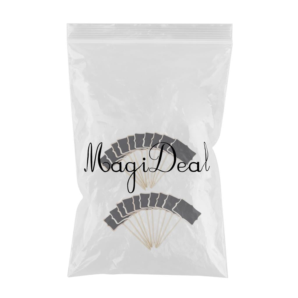 20 Pieces Wooden Blackboard Chalkboard Message Board with Stick Tags